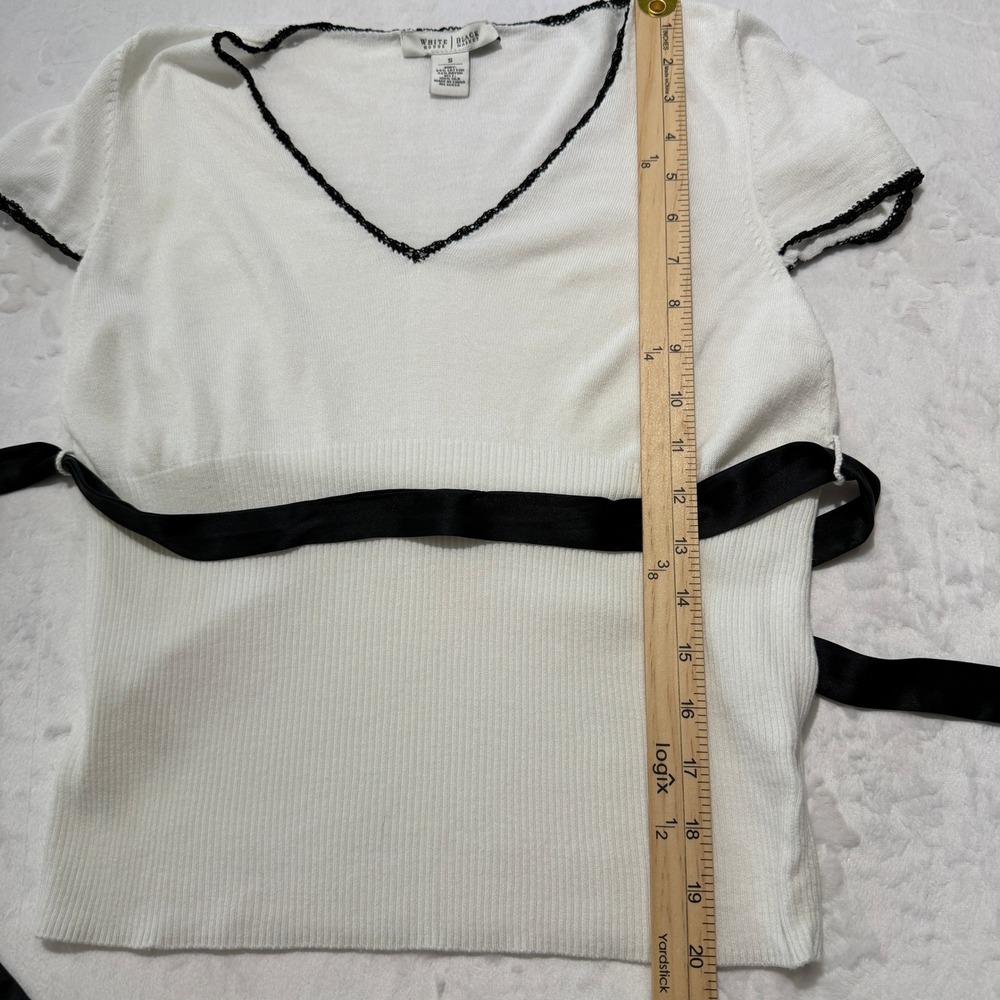 French Girl Balletcore Indie Sleaze Ribbed V Neck Goth Top‎ Coquette Size Small - Picture 6 of 6